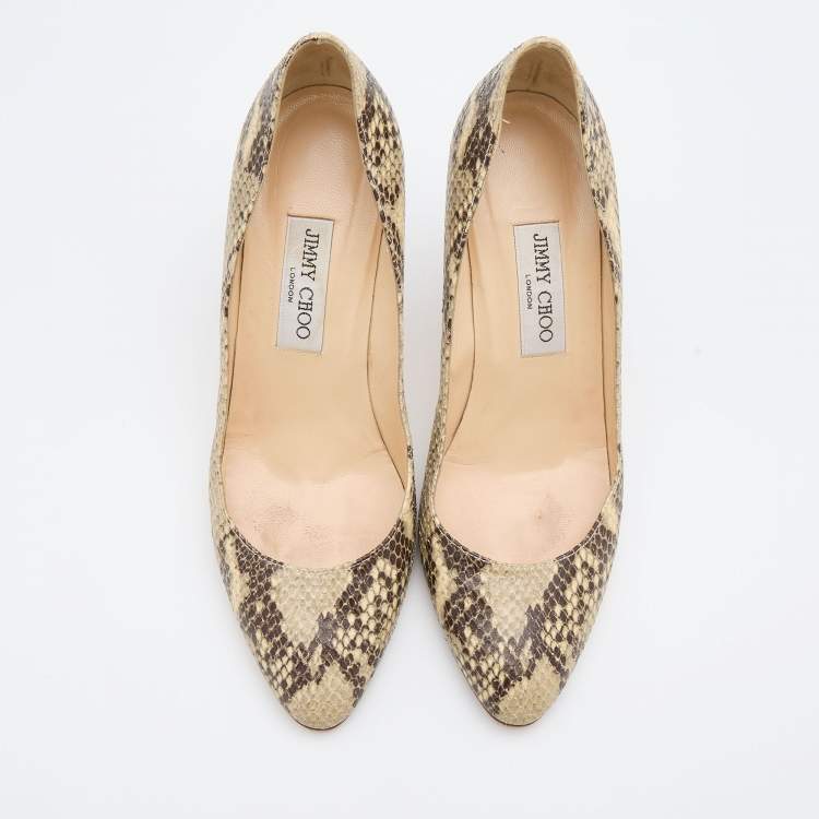 Pre Owned Jimmy Choo Multicolor Snakeskin Embossed Leather Pumps Size 39
