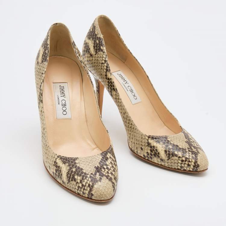 Pre Owned Jimmy Choo Multicolor Snakeskin Embossed Leather Pumps Size 39