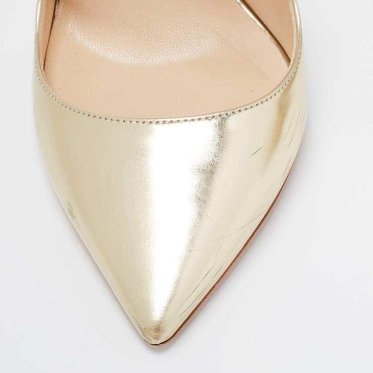مملوكة مسبقًا Jimmy Choo Gold Patent Leather Lancer Pumps Size 40