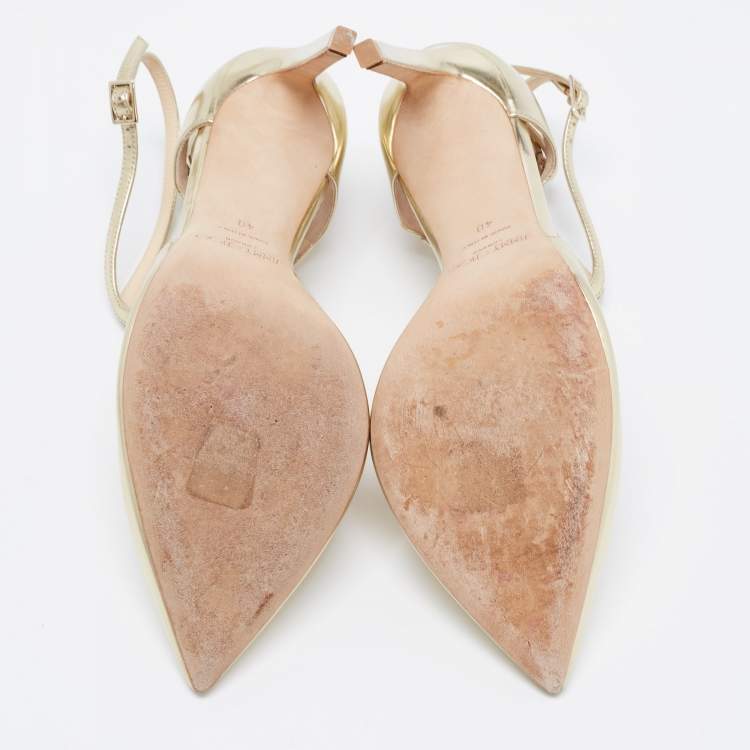 مملوكة مسبقًا Jimmy Choo Gold Patent Leather Lancer Pumps Size 40