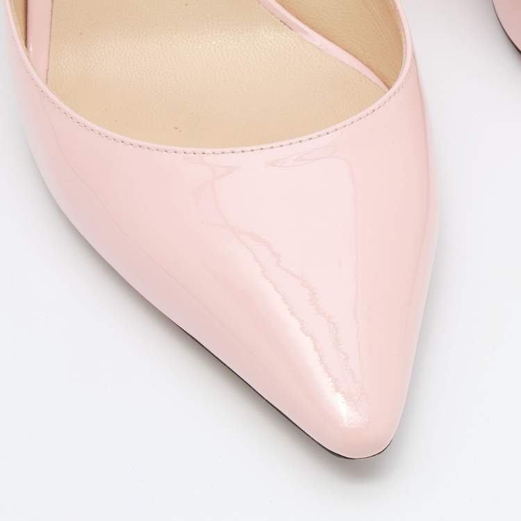 مملوكة مسبقًا Jimmy Choo Light Pink Patent Leather Erin Pointed Toe Slingback Pumps Size 38