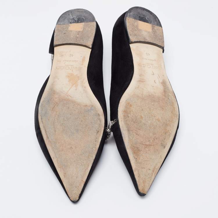 Pre Owned Jimmy Choo Black Suede Trude Ballet Flats Size 40
