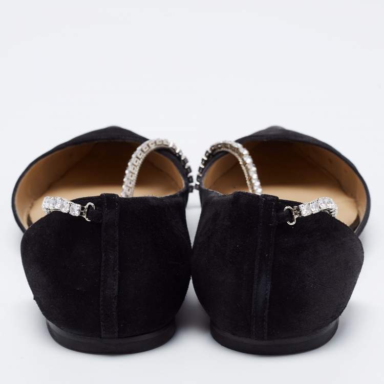 Pre Owned Jimmy Choo Black Suede Trude Ballet Flats Size 40