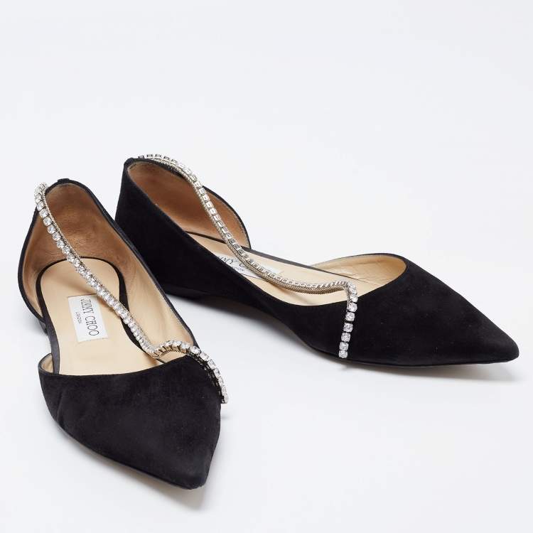 Pre Owned Jimmy Choo Black Suede Trude Ballet Flats Size 40