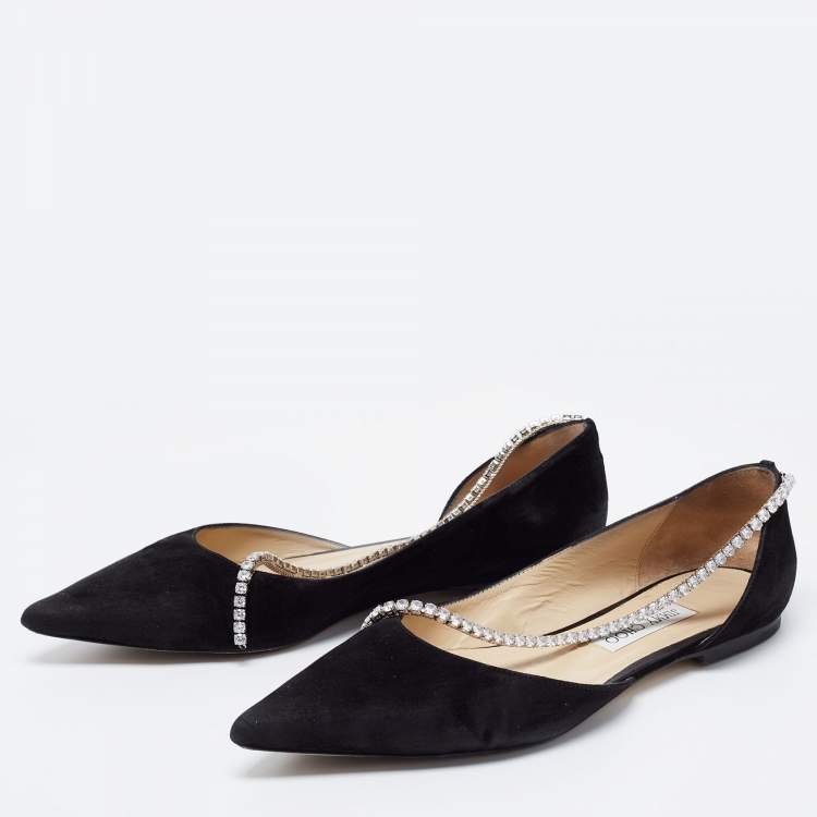 Pre Owned Jimmy Choo Black Suede Trude Ballet Flats Size 40