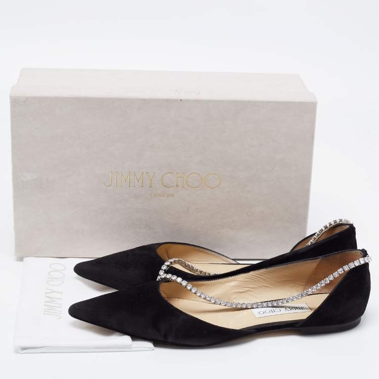 Pre Owned Jimmy Choo Black Suede Trude Ballet Flats Size 40