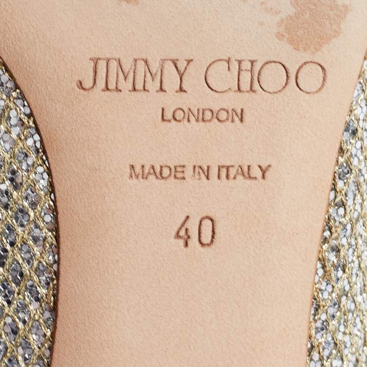 Pre Owned Jimmy Choo Gold Glitter Romy Pumps Size 40