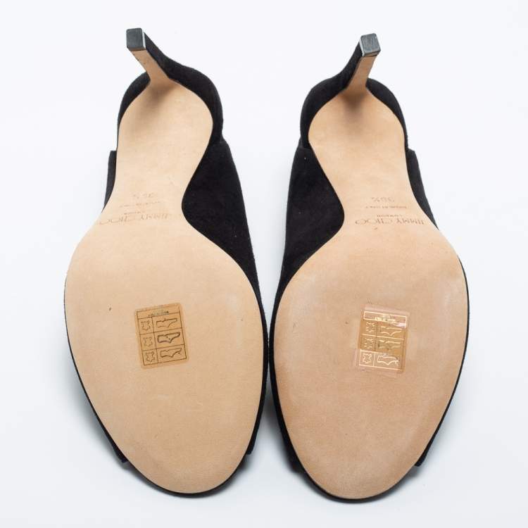 Pre Owned Jimmy Choo Suede Shar Peep Toe Slingback Sandals Size 36.5