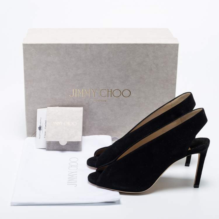 Pre Owned Jimmy Choo Suede Shar Peep Toe Slingback Sandals Size 36.5