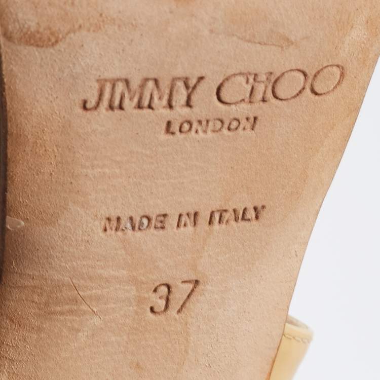 Pre Owned Jimmy Choo Beige Patent Leather Vamp  Sandals Size 37