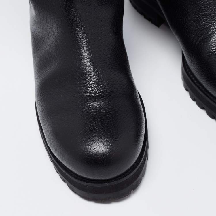 Pre Owned Jimmy Choo Black Leather knee Length Boots Size 40