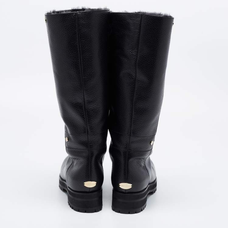 Pre Owned Jimmy Choo Black Leather knee Length Boots Size 40