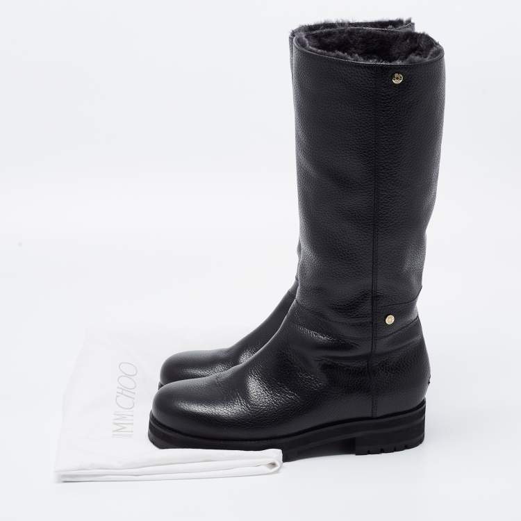 Pre Owned Jimmy Choo Black Leather knee Length Boots Size 40