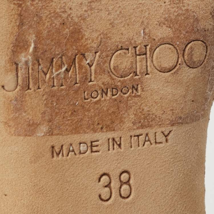 مملوكة مسبقًا Jimmy Choo Gold Glitter and Leather Ankle Strap  Sandals Size 38