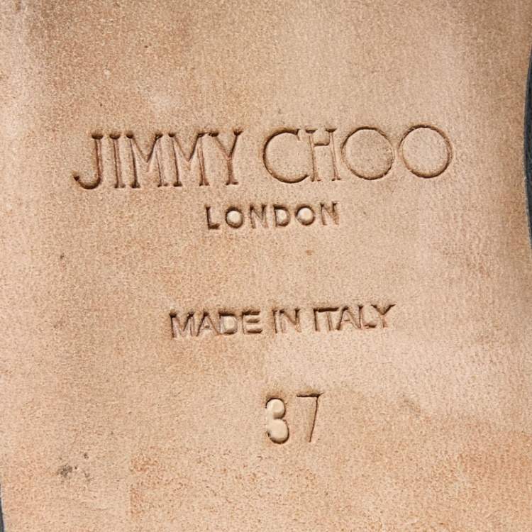 Pre Owned Jimmy Choo Black Leather Square Toe Ballet Flats Size 37