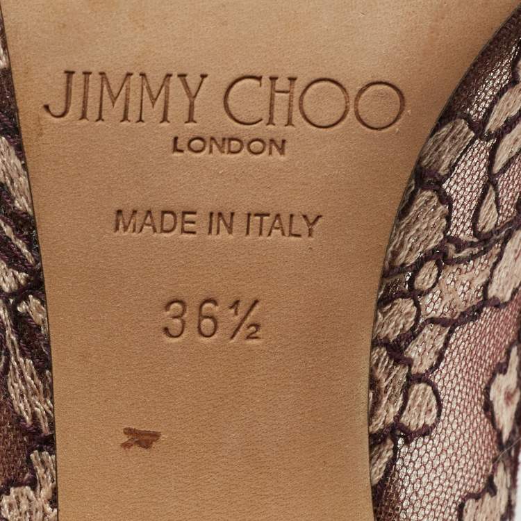 Pre Owned Jimmy Choo Two Tone Embroidered Mesh Romy Pumps Size 36.5