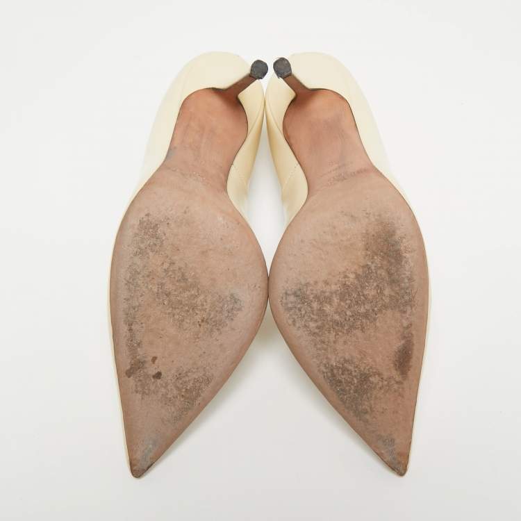 Pre Owned Jimmy Choo Cream Leather Romy Pumps Size 38