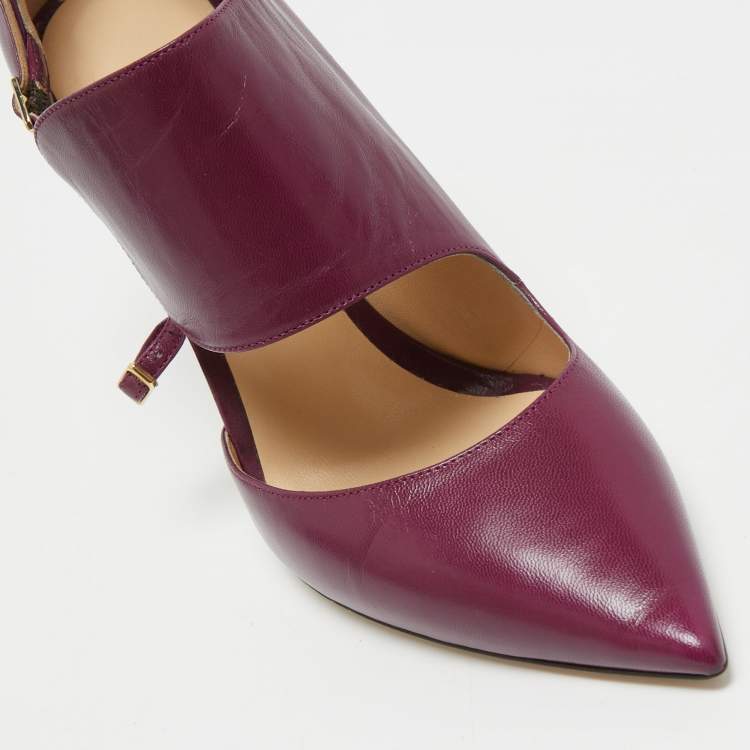 مملوكة مسبقًا Jimmy Choo Purple Leather Pointed Toe Pumps Size 39