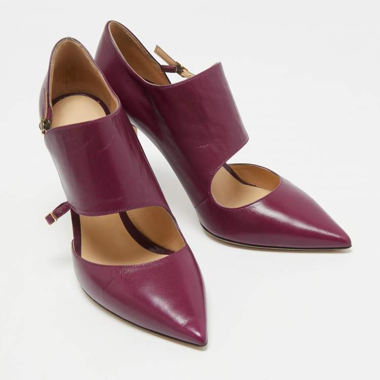 مملوكة مسبقًا Jimmy Choo Purple Leather Pointed Toe Pumps Size 39