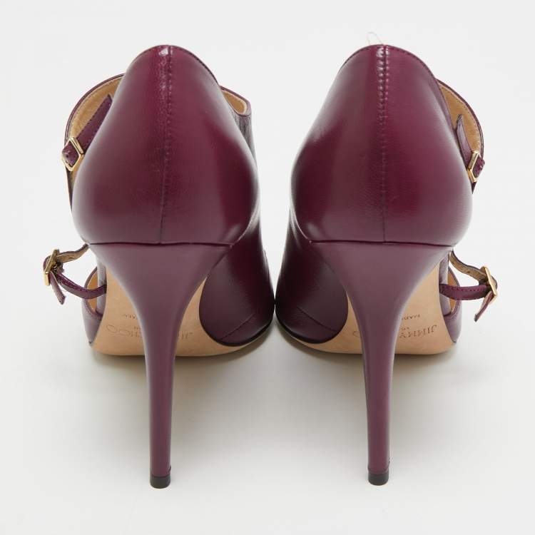 مملوكة مسبقًا Jimmy Choo Purple Leather Pointed Toe Pumps Size 39