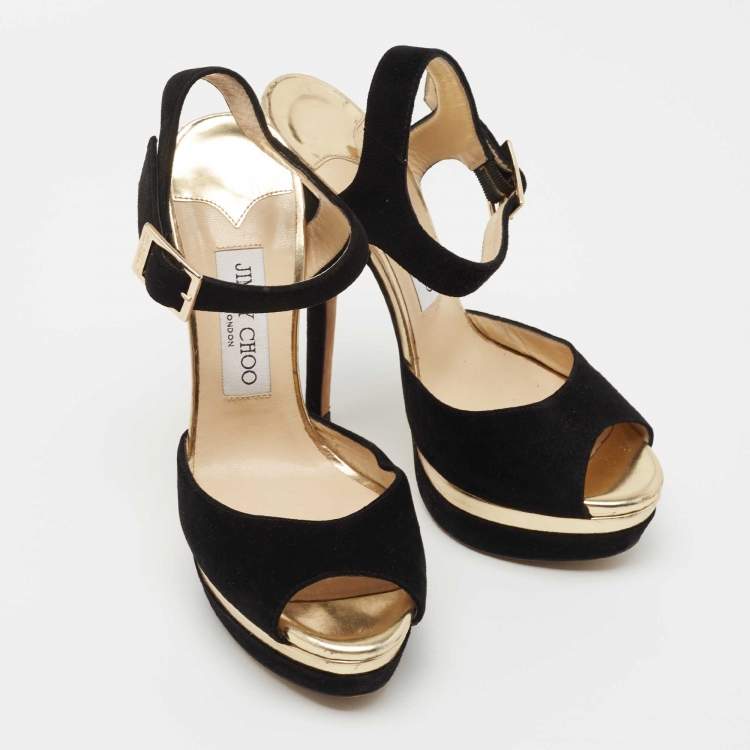 Pre Owned Jimmy Choo Black Suede Pavlova Ankle Strap Sandals Size 37