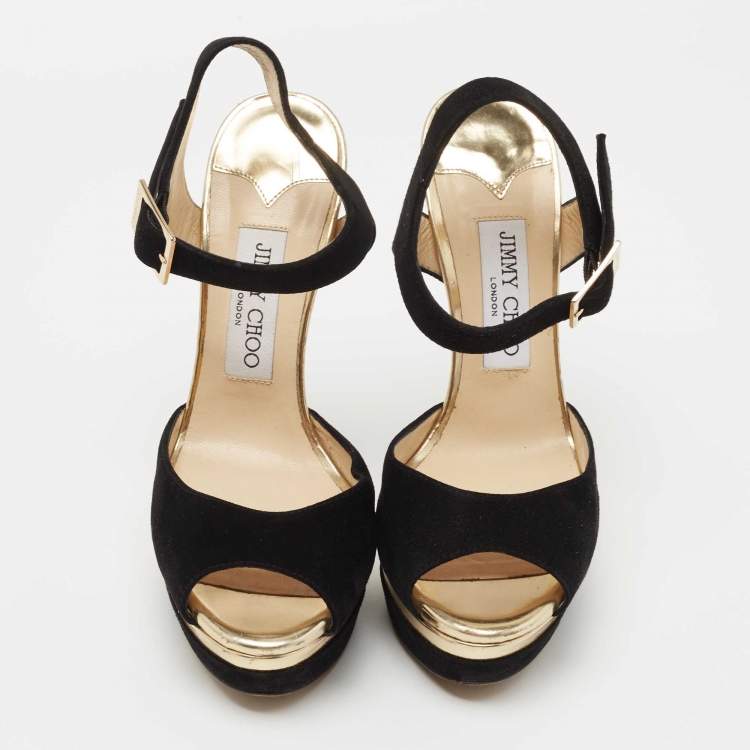 Pre Owned Jimmy Choo Black Suede Pavlova Ankle Strap Sandals Size 37