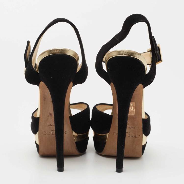 Pre Owned Jimmy Choo Black Suede Pavlova Ankle Strap Sandals Size 37