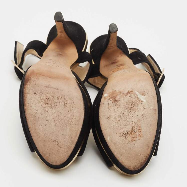 Pre Owned Jimmy Choo Black Suede Pavlova Ankle Strap Sandals Size 37