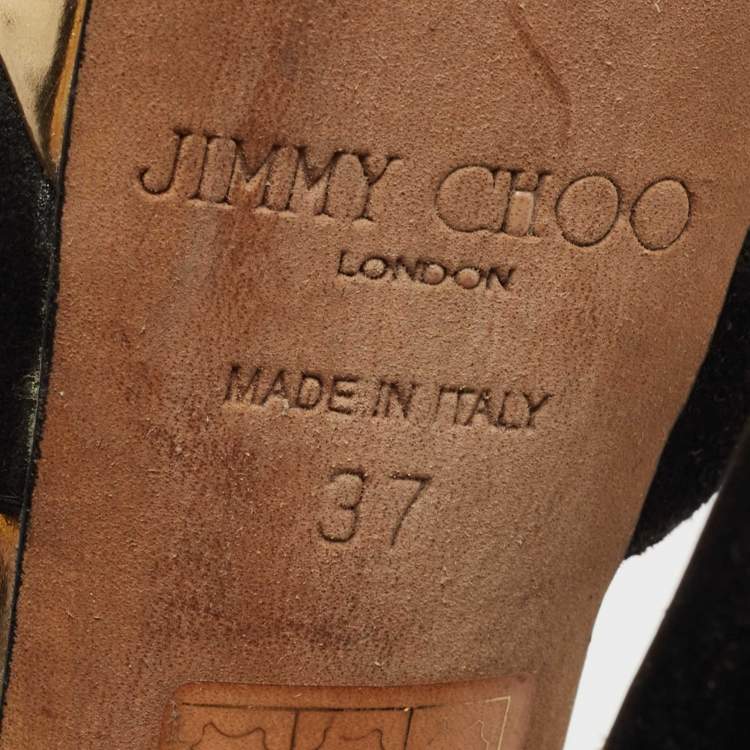 Pre Owned Jimmy Choo Black Suede Pavlova Ankle Strap Sandals Size 37