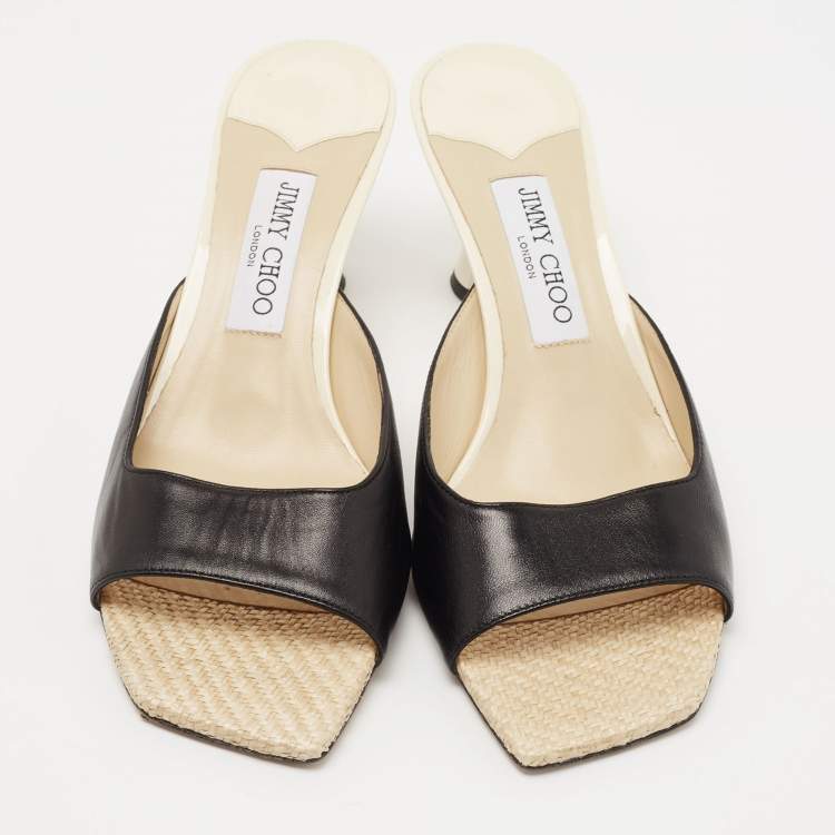 Pre Owned Jimmy Choo Black Leather Zania Slide Sandals Size 40