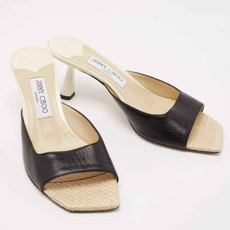 Pre Owned Jimmy Choo Black Leather Zania Slide Sandals Size 40