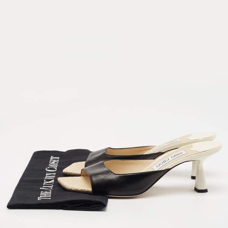Pre Owned Jimmy Choo Black Leather Zania Slide Sandals Size 40