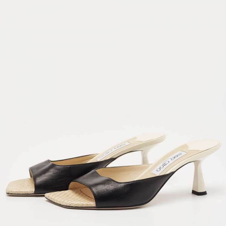 Pre Owned Jimmy Choo Black Leather Zania Slide Sandals Size 40