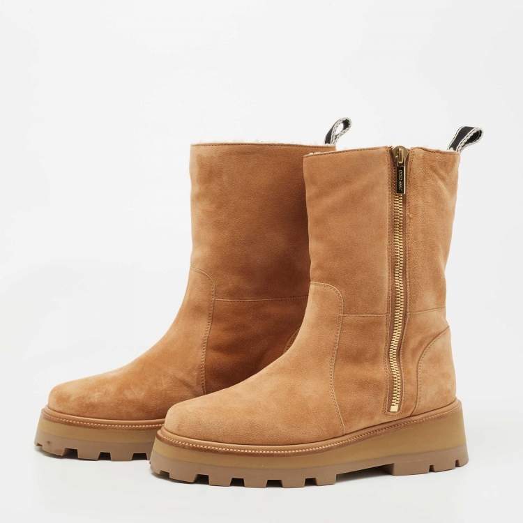 Pre Owned Jimmy Choo Tan Suede Bayu Boots Size 40