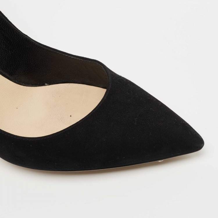 Pre Owned Jimmy Choo Black Suede and PVC Ankle Strap Pumps Size 39
