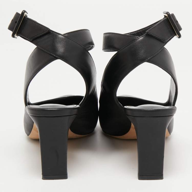 Pre Owned Jimmy Choo Black Leather Marc Fisher Carry Pumps Size 38.5