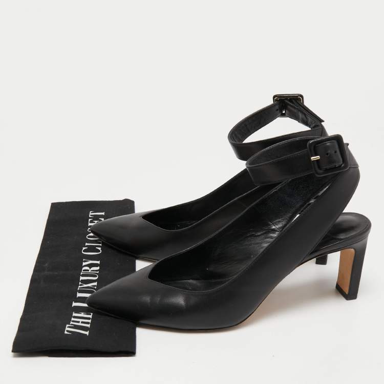 Pre Owned Jimmy Choo Black Leather Marc Fisher Carry Pumps Size 38.5