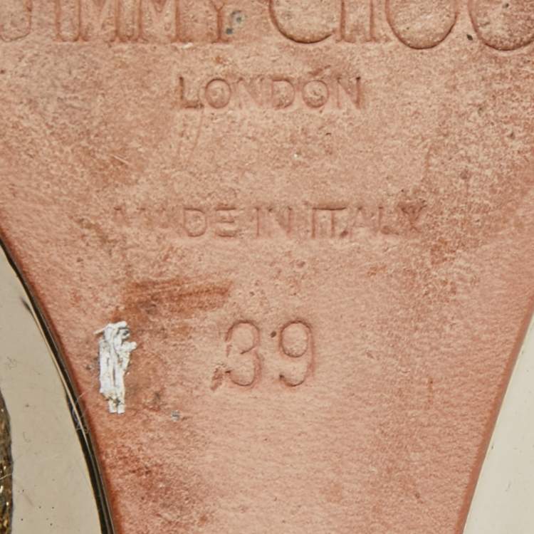 Pre Owned Jimmy Choo Gold/Silver Lurex Fabric Fearne Sandals Size 39
