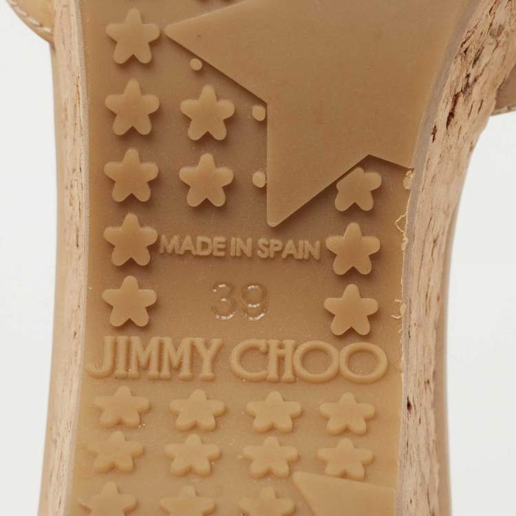 Pre Owned Jimmy Choo Beige Patent Leather Prima Slide Sandals Size 39