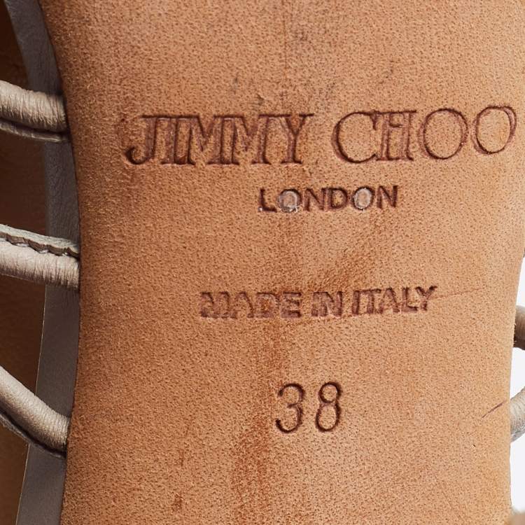 Pre Owned Jimmy Choo Beige/Brown Python Leather Open Toe Pumps Size 38