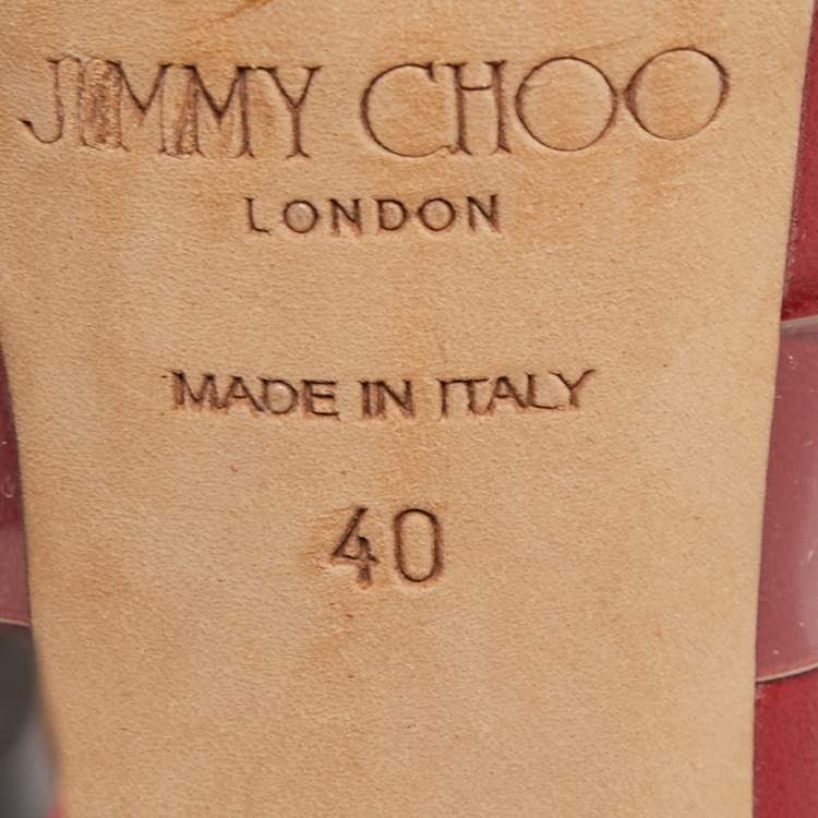 مملوكة مسبقًا Jimmy Choo Red Leather and Suede Strappy Sandals Size 40