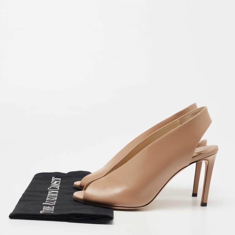 Pre Owned Jimmy Choo Beige Leather Shar Slingback Pumps Size 38