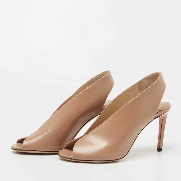 Pre Owned Jimmy Choo Beige Leather Shar Slingback Pumps Size 38