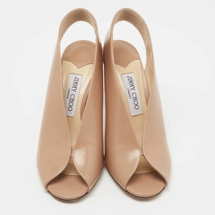 Pre Owned Jimmy Choo Beige Leather Shar Slingback Pumps Size 38