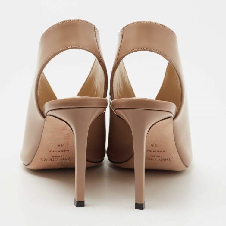 Pre Owned Jimmy Choo Beige Leather Shar Slingback Pumps Size 38
