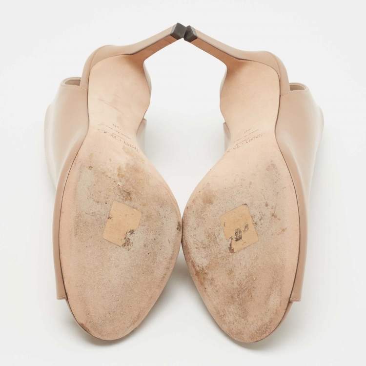 Pre Owned Jimmy Choo Beige Leather Shar Slingback Pumps Size 38