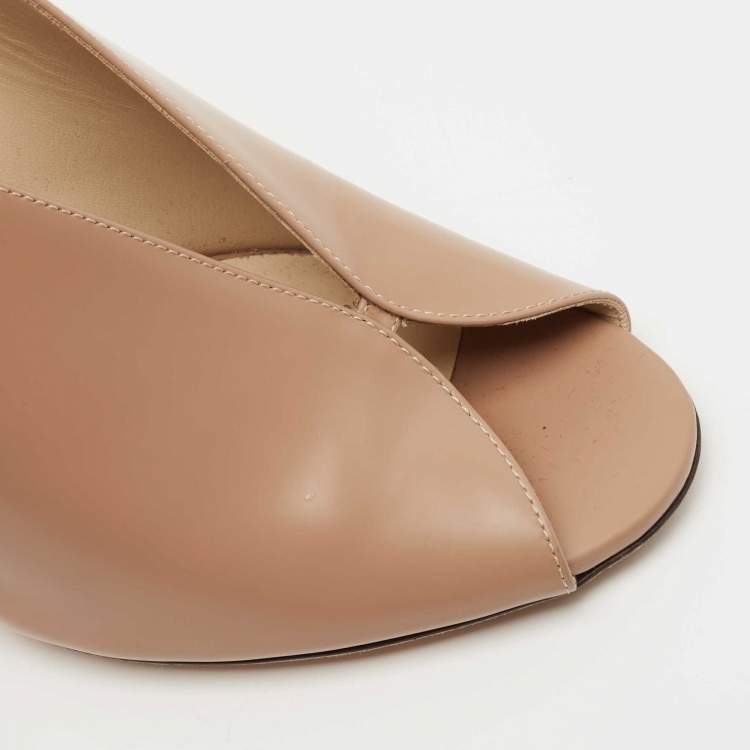 Pre Owned Jimmy Choo Beige Leather Shar Slingback Pumps Size 38