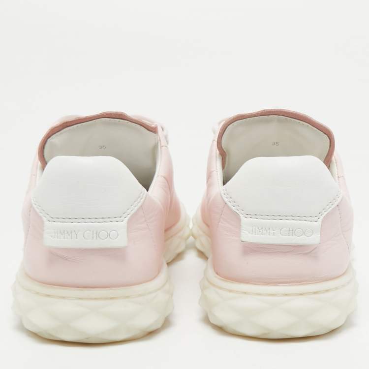 Pre Owned Jimmy Choo Pink Leather Diamond Sneakers Size 35