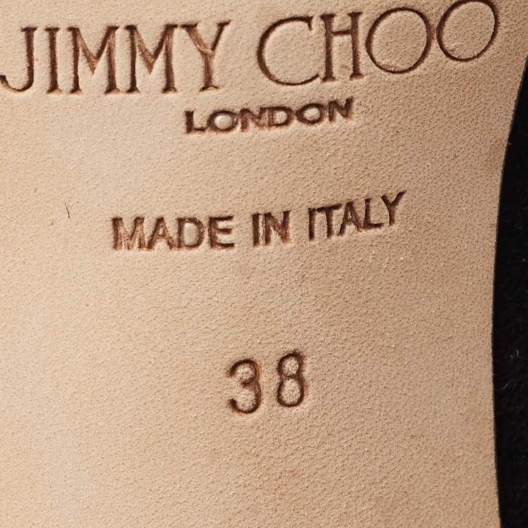 Pre Owned Jimmy Choo Black Suede Platform Ankle Booties Size 38