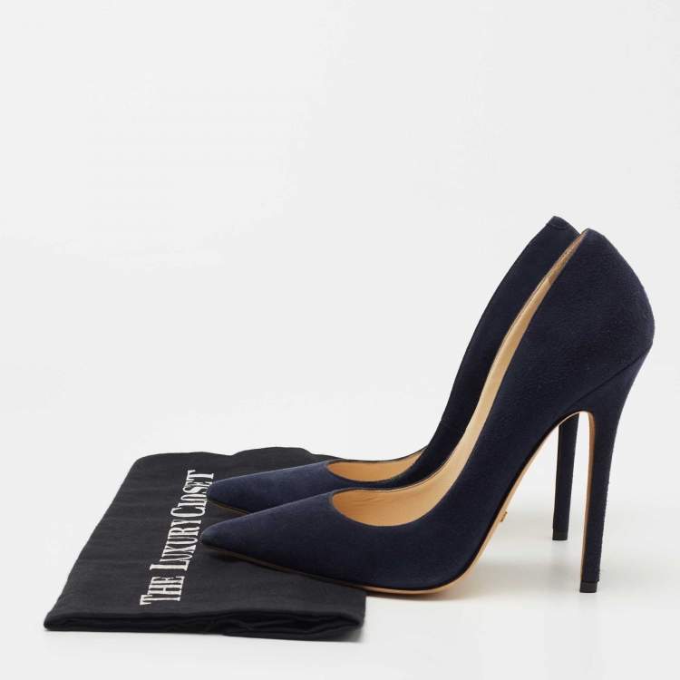 Pre Owned Jimmy Choo Navy Blue Suede Romy Pumps Size 37